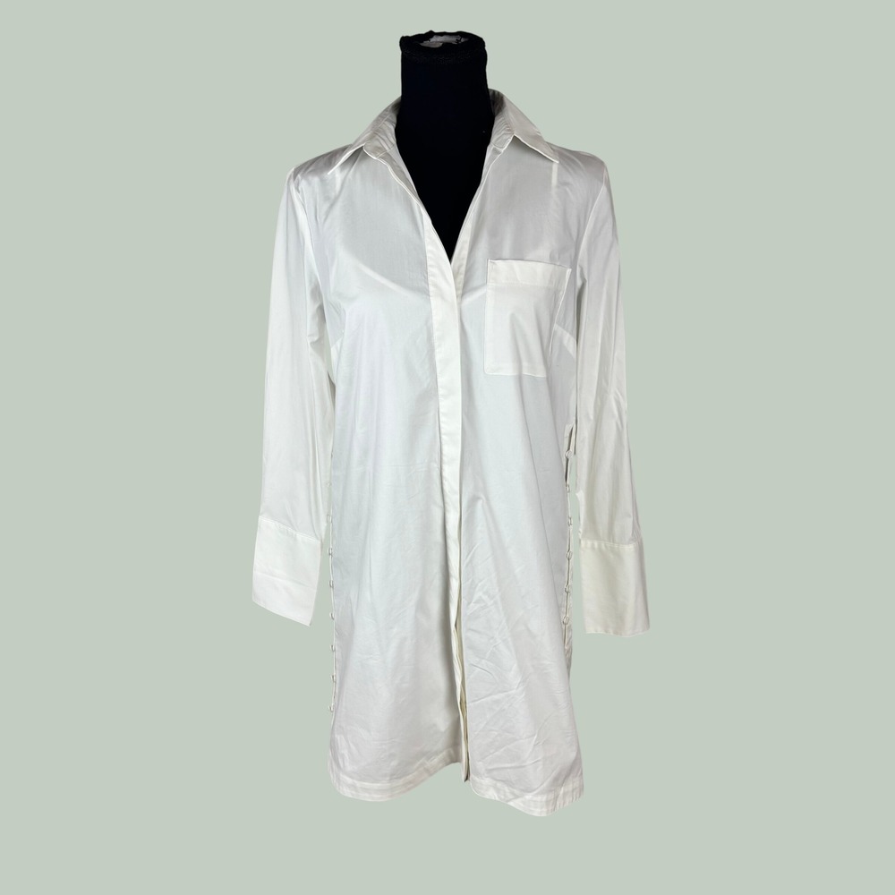 Club Monaco Strawberta White Cotton Side Button Shirt Dress NWT Size 2